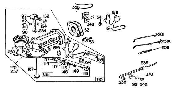 (2) Carburetor Assemblies 1 Diagram and Parts List for 80102-0189-XX  Briggs and Stratton Engine